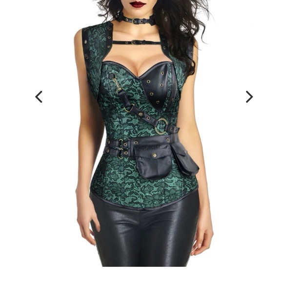 Charmian Tops - Whimsigoth Charmian Black and Green Corset size Small Grunge Goth